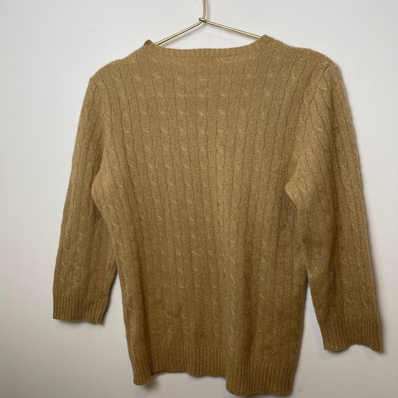 Vintage J. Crew Gold Sparkle Cable Knit Sweater 2000s small - Picture 3 of 10